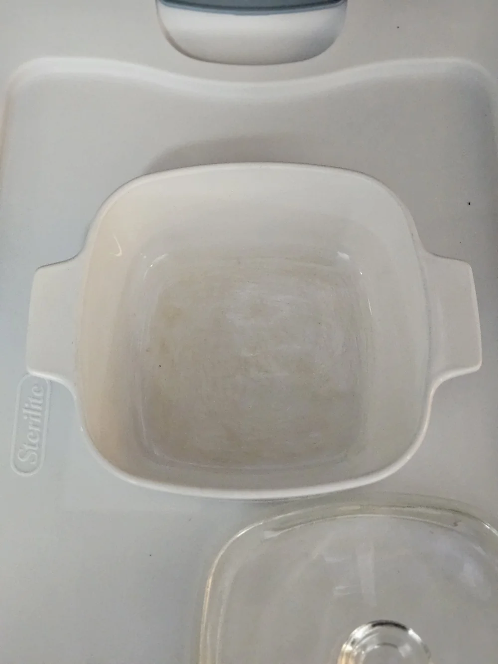 Corningware White Casserole with Herb & Vegetable Pattern